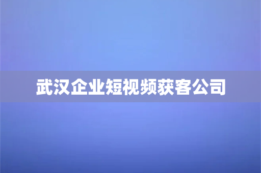 武汉企业短视频获客公司(为也的的全部经仔细想想)-第1张图片-千狐网