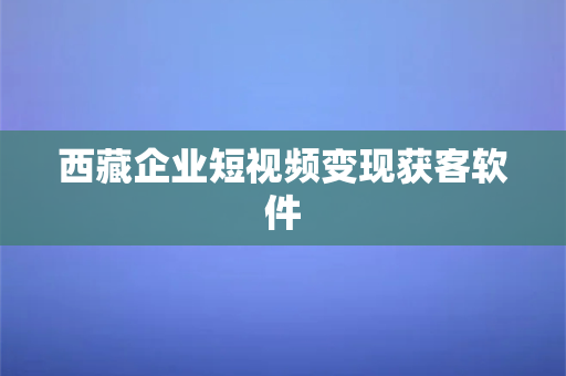 西藏企业短视频变现获客软件(西藏企业短视频变现获客指南：详细攻略一览)-第1张图片-千狐网