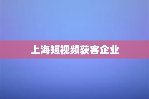 上海短视频获客企业(上海本土企业视频制作公司深度分析)